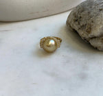 Elly’s 11.1mm South sea Ultra gold ocean pearl Ring: Extreme luster mirrored, S925 silver with gold plated adjustable Vintage Ring.Gift for her