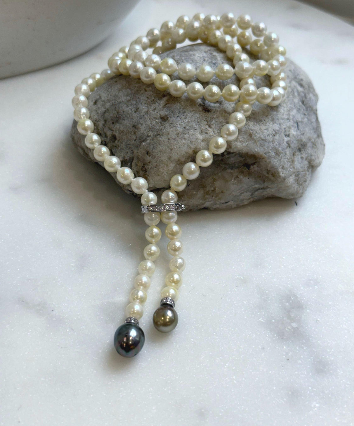 Elly’s 26” Akoya light golden Tahitian ocean pearls necklace:Extreme luster mirrored, knotted, S925 silver necklace strand. gift for her daily office sweater necklace