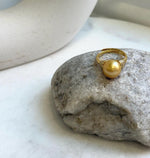 Elly’s 11.2mm South sea deep golden ocean pearl Ring: Extreme luster mirrored, S925 silver with gold plated adjustable Vintage Ring.gift for her daily wear ring