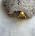 Elly’s 11.2mm South sea deep golden ocean pearl Ring: Extreme luster mirrored, S925 silver with gold plated adjustable Vintage Ring.gift for her