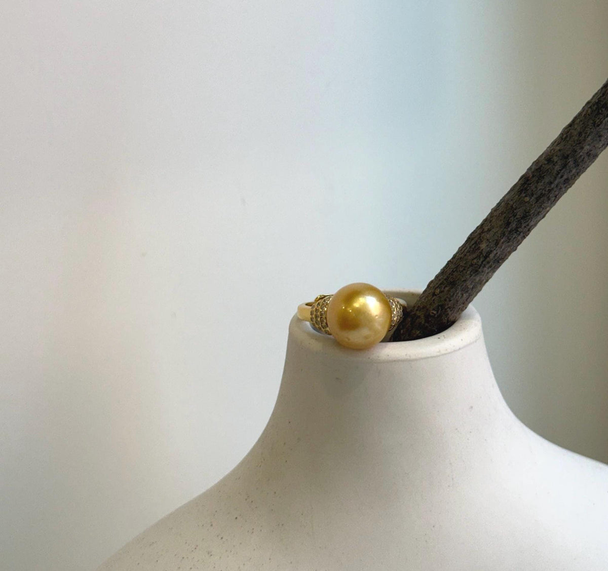 Elly’s 11.2mm South sea deep golden ocean pearl Ring: Extreme luster mirrored, S925 silver with gold plated adjustable Vintage Ring.gift for her