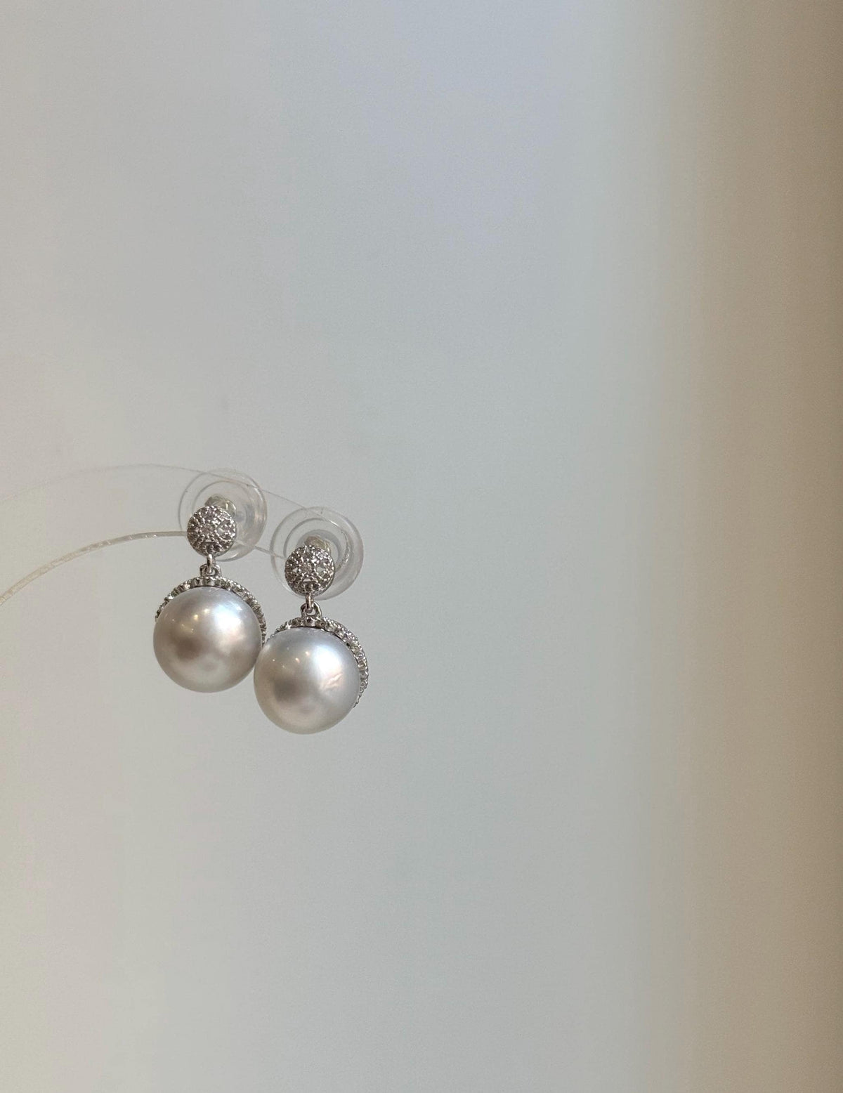 Elly’s 10.6mm Australian white Pearls Vintage earrings: Extreme luster mirrored, s925 silver earrings. daily office pearls earrings for her