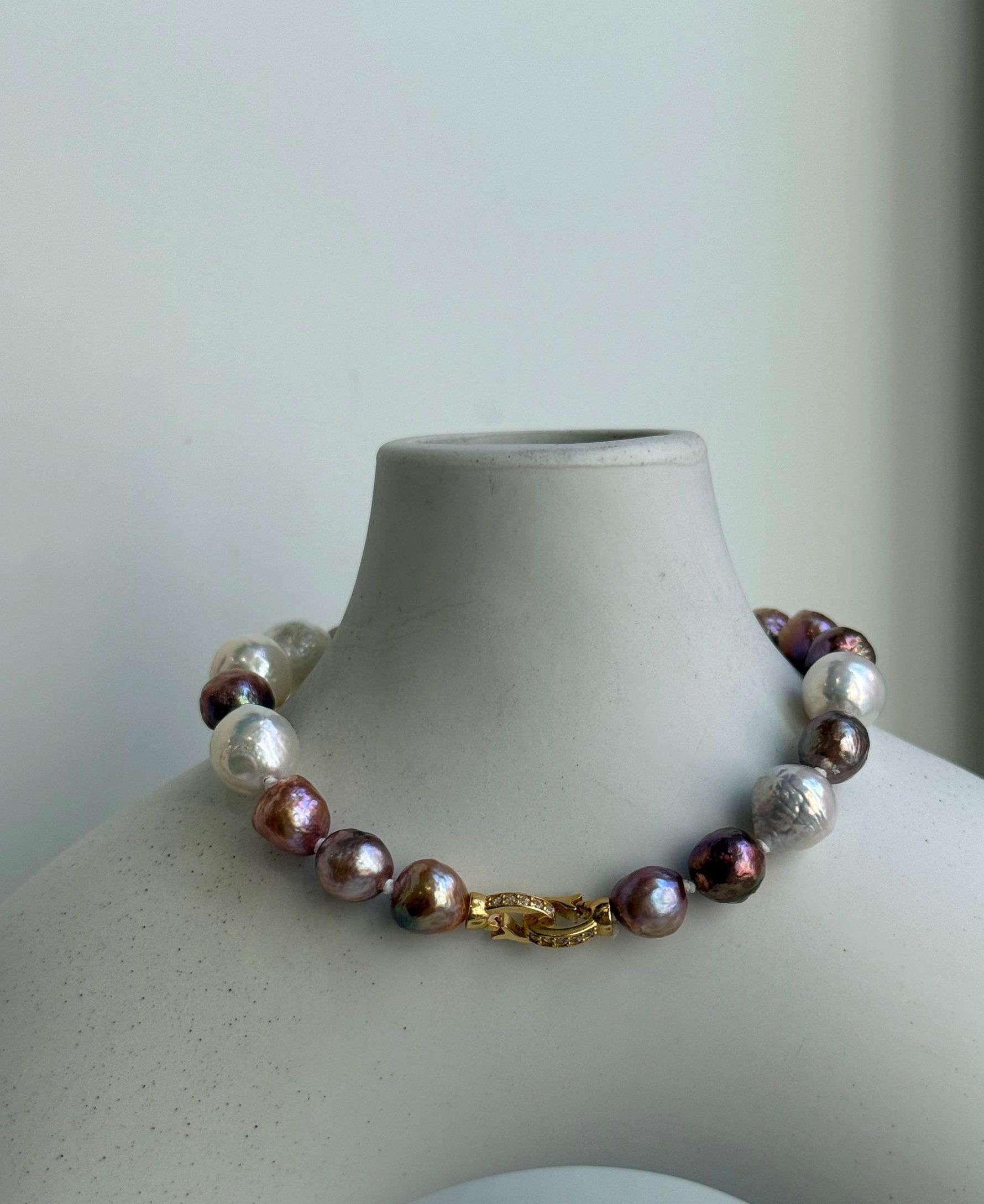 Elly’s Metallic pink rose gold pearls Bracelet: Extreme luster mirrored, 8” knotted, S925 silver Braclet. Pearl jewelry idea, gift for her anniversary