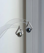 Elly’s 9.2mm Tahitian Peacock hunter ocean Pearls Cool Earrings Hoops: Extreme luster Mirrored, 2.1cm high, S925 silver earrings. gift for her