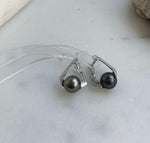 Elly’s 9.2mm Tahitian Peacock hunter ocean Pearls Cool Earrings Hoops: Extreme luster Mirrored, 2.1cm high, S925 silver earrings. gift for her