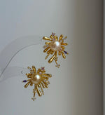 Elly’s 8.2mm Genius natural South sea golden ocean Pearls Fireworks Earrings: Extreme luster mirrored, S925 silver earrings. high quality pearl fancy cool earrings gift for her birthday