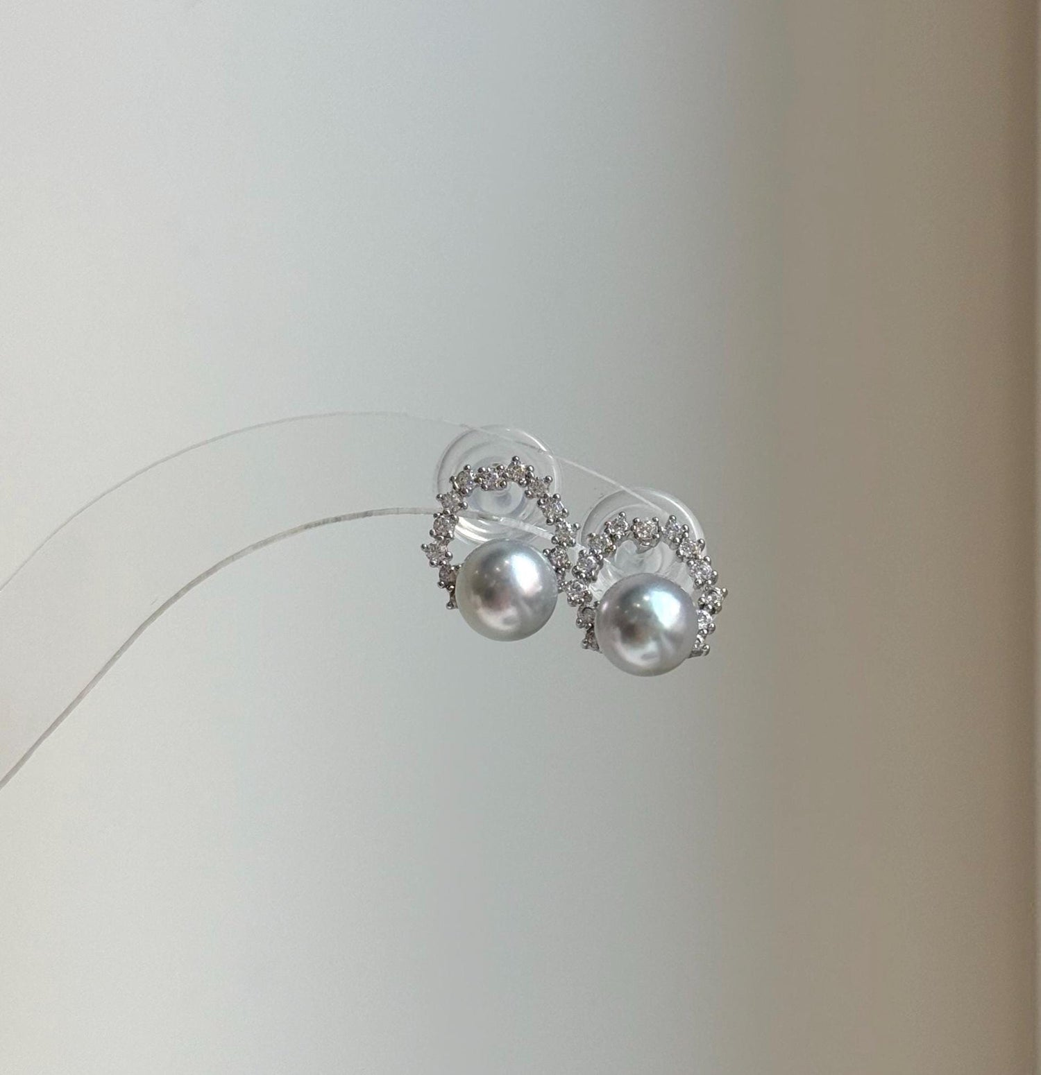 Elly’s 7.3mm Japanese Akoya ocean pearls Floral Ring Earrings Studs: Extreme luster mirrored, Blue silver pearls, S925 silver earrings. gift for her