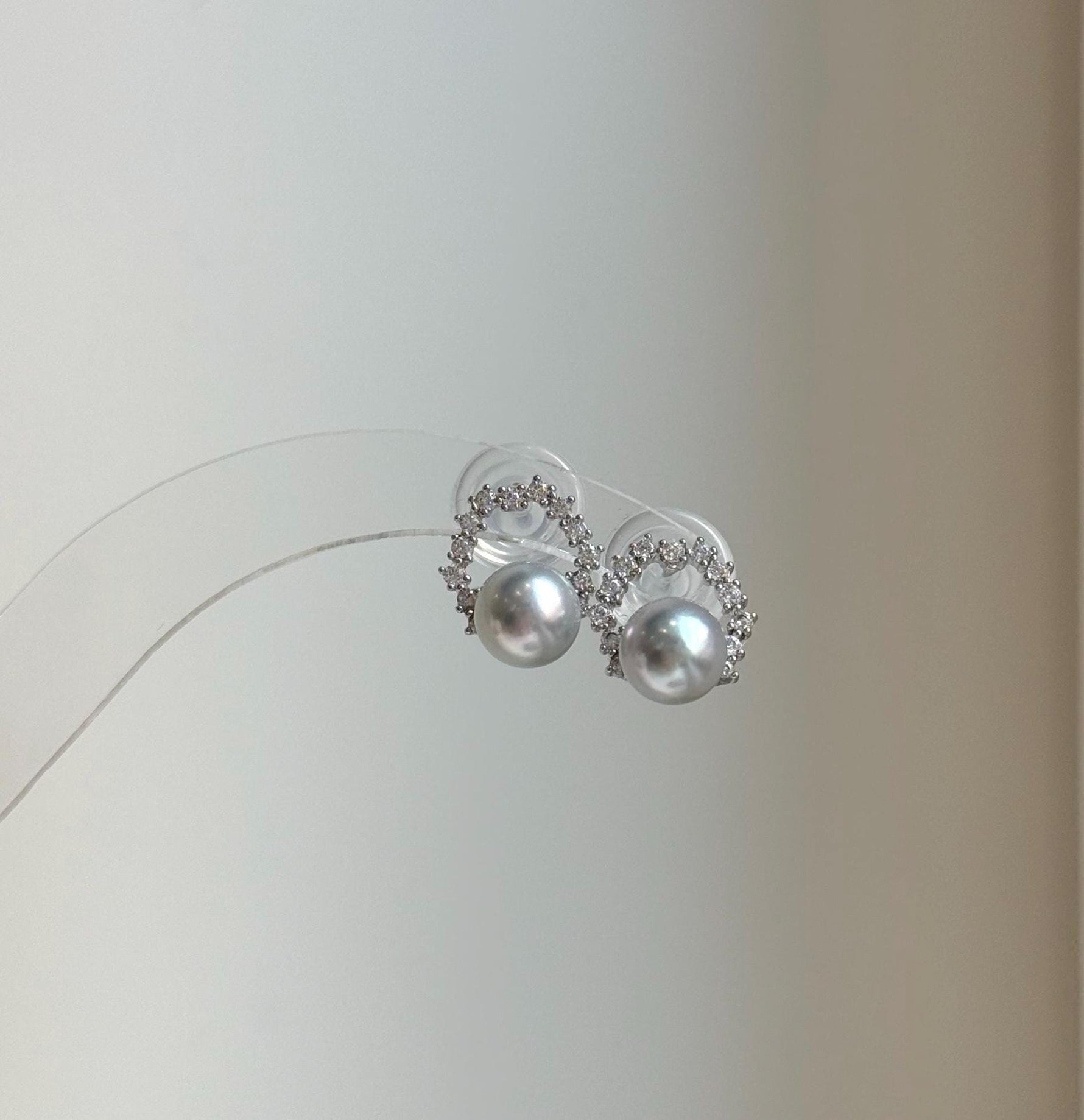 Elly’s 7.3mm Japanese Akoya ocean pearls Floral Ring Earrings Studs: Extreme luster mirrored, Blue silver pearls, S925 silver earrings. gift for her