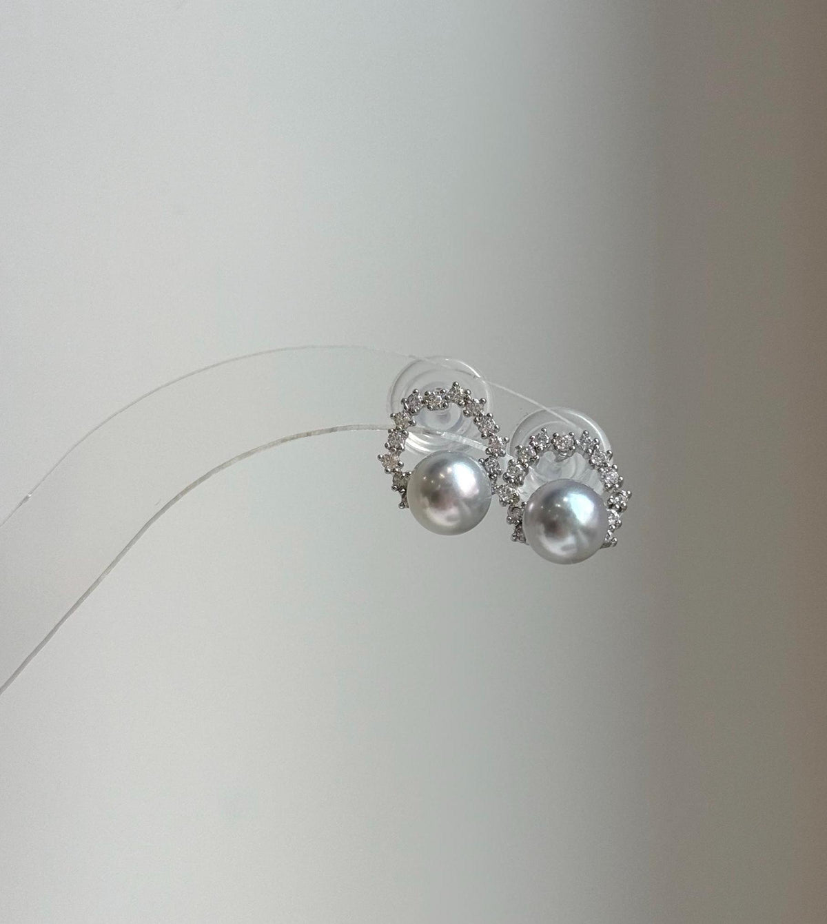 Elly’s 7.3mm Japanese Akoya ocean pearls Floral Ring Earrings Studs: Extreme luster mirrored, Blue silver pearls, S925 silver earrings. gift for her