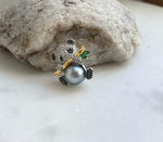 Elly’s 10.3mm Tahitian silver platinum Ocean Panda Brooch Pendant 2in1: Extreme Luster mirrored, 2.2x2.3cm, gift for her holiday
