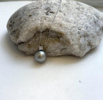 Elly’s 10.8mm Tahitian platinum ocean pearl pendant: Extreme luster mirrored, 1.4cm high, S925 silver pendant chain set. gift for her birthday