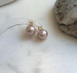 Elly’s 5A 11.4mm Edison Rose Pearls Earrings studs: Extreme luster Mirrored, S925 silver Classic earrings studs with zircon. gift for her