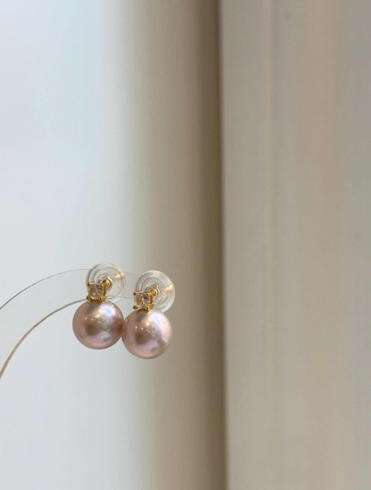 Elly’s 5A 11.4mm Edison Rose Pearls Earrings studs: Extreme luster Mirrored, S925 silver Classic earrings studs with zircon. gift for her wedding
