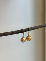 Elly’s 10.8mm Edison deep gold Pearls Earrings Hooks: Extreme luster Mirrored,  2.8cm high, S925 silver earrings. gift for her
