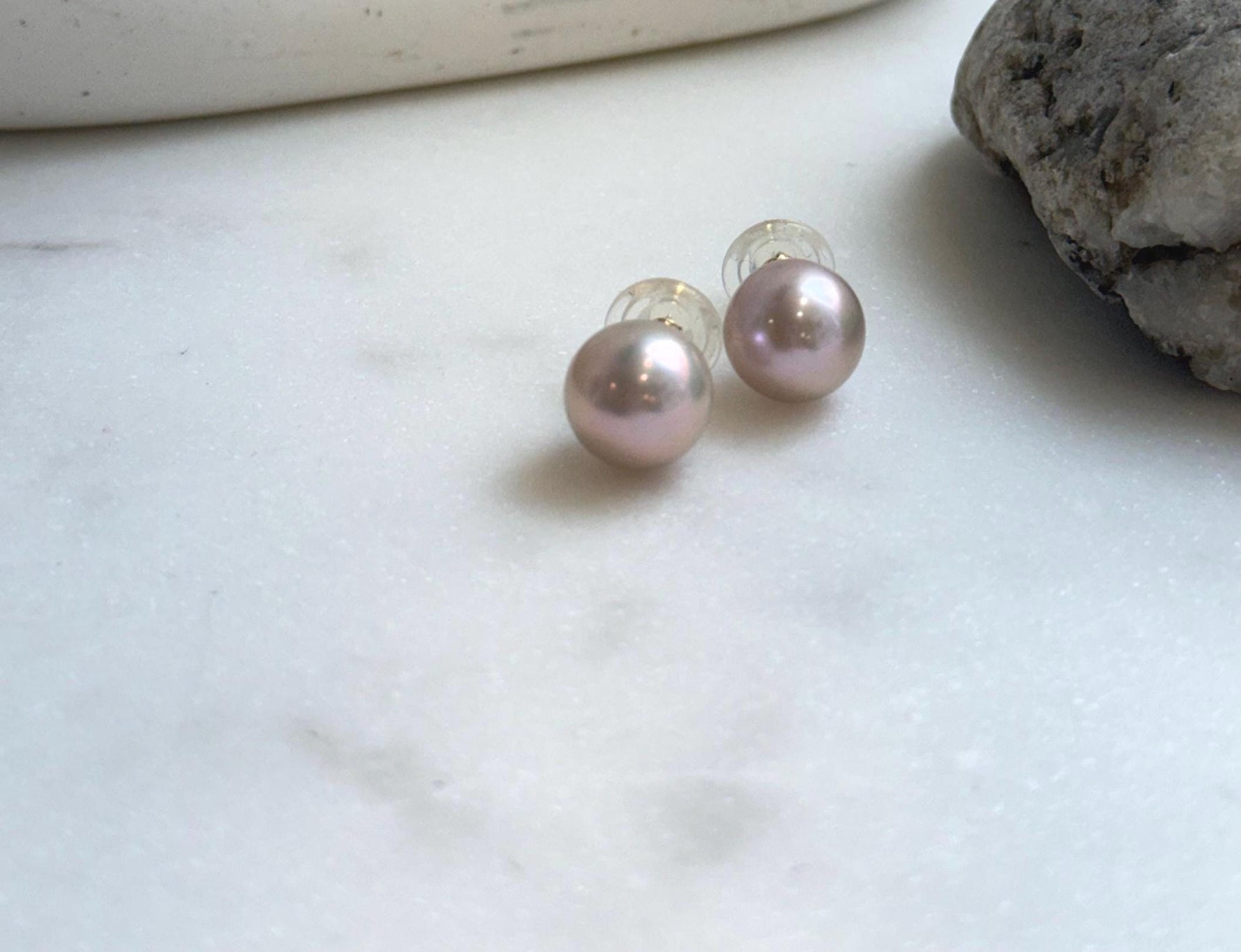 Elly’s 5A 11.7mm Edison Rose Pearls Earrings studs: Extreme luster Mirrored, S925 silver Classic minimalist earrings studs. daily office pearls earrings studs gift for her birthday anniversary holiday
