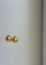 Elly’s 9.1mm Edison deep gold Pearls Earrings studs: Extreme luster Mirrored,  1.1x1.3cm, S925 silver earrings studs. gift for her holiday