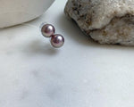Elly’s 9.9mm Edison Metallic Rose Pearls Earrings studs: Extreme luster Mirrored, S925 silver Classic minimalist earrings studs. gift for her daily office pearls earrings