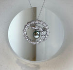 Elly’s 9.4mm Tahitian Peacock Green Ocean Pearl Vintage Snake Brooch Pendant 2in1: Extreme luster mirrored, gift for her