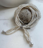 Elly’s 4-ply 3-4mm white keshi pearls necklace: Extreme luster, Handmade, 17.3”, fancy necklace strand. gift for her