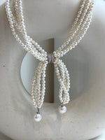 Elly’s 4-ply 3-4mm white keshi pearls necklace: Extreme luster, Handmade, 17.3”, fancy necklace strand. gift for her