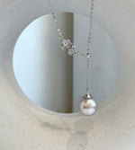 Elly’s 13.1mm Rose Edison Pearl pendant necklace set: Extreme luster mirrored, S925 silver Star Y-Lariat chain set. gift for her