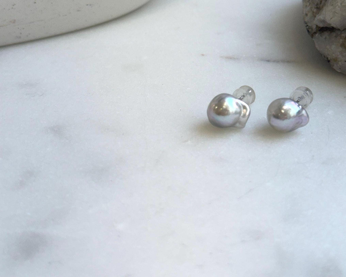 Elly’s 8.3x9.9mm Akoya ocean Tail pearls Earrings studs: Extreme luster mirrored, s925 silver earrings. Pearl jewelry idea. gift for her