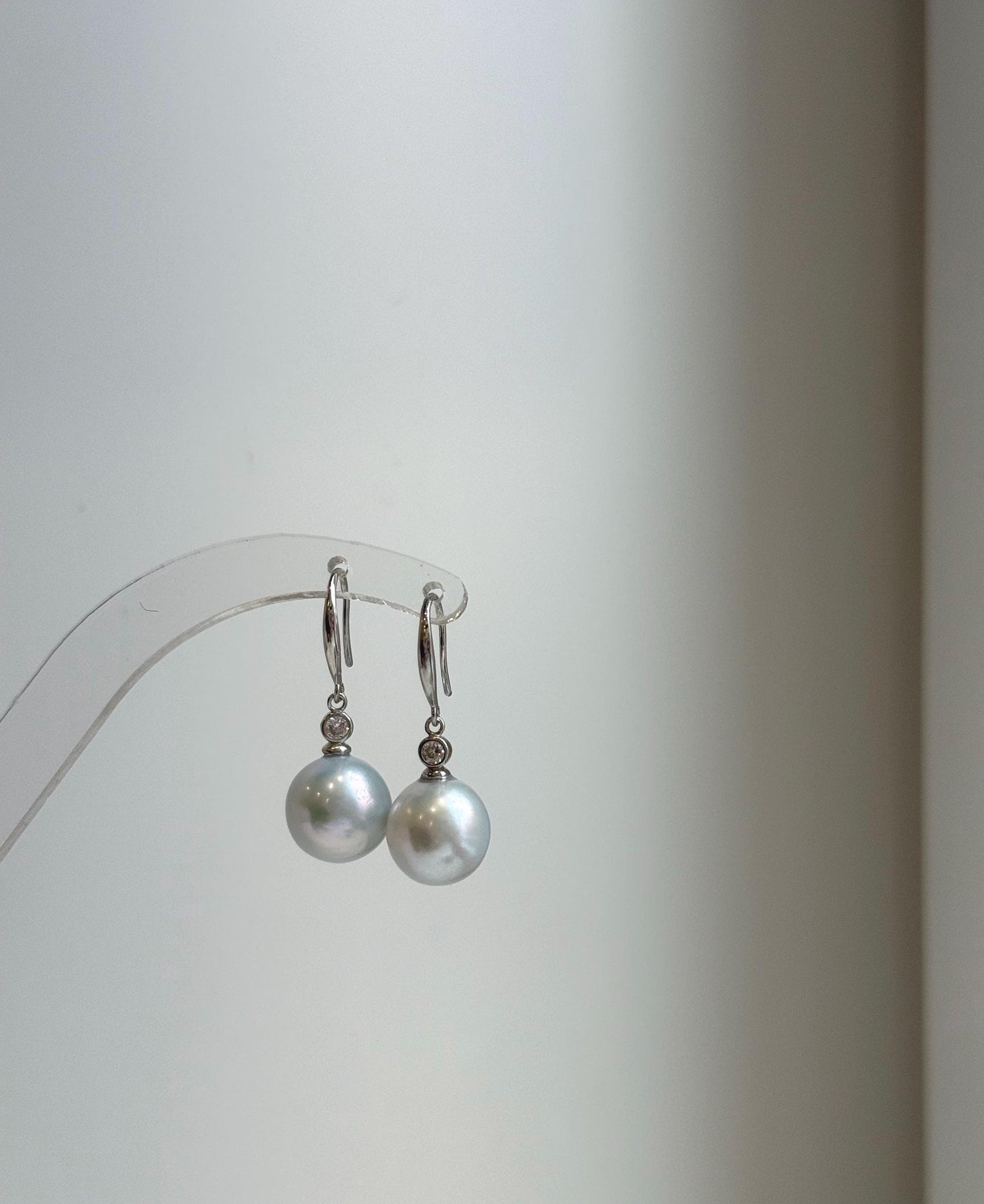 Elly’s 11.6mm Edison blue silver Pearls Earrings hooks: Extreme luster Mirrored, 3.1cm high, S925 silver Classic earrings hooks with zircon. gift for her daily earrings