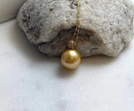 Elly’s 14.2mm Au750 18K Gold Huge Genius South Sea deep Golden Ocean Pearl Pendant: Extreme luster mirrored effect, 18k real gold pendant. elegant golden pearl pendant for her wedding