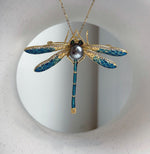 Elly’s 8.5mm Tahitian platinum Ocean Dragonfly Brooch Pendant 2in1: Extreme Luster mirrored, 6x7.5cm, daily black cool brooch
