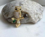 Elly’s 8.8mm Tahitian chocolate hunter Ocean Owl Brooch Pendant 2in1: Extreme Luster mirrored, 3.2x4.2cm, daily office cool brooch