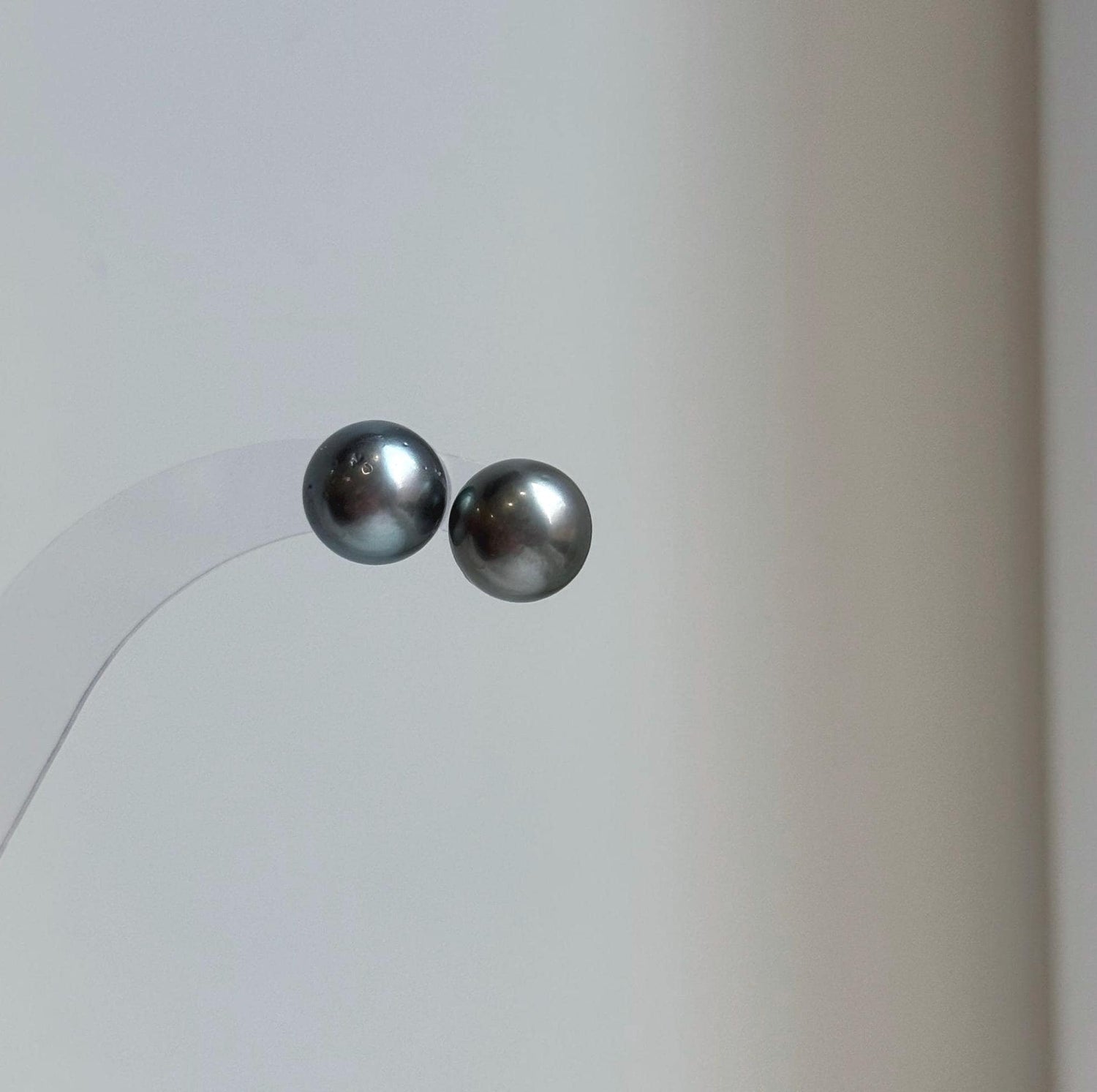 Elly’s 10.6mm Tahitian Platinum ocean Pearls Earrings Studs: Extreme luster Mirrored, S925 silver minimalist earrings studs.