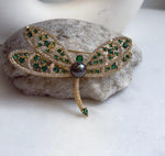 Elly’s 9.4mm Tahitian peacock Ocean Dragonfly Brooch Pendant 2in1: Extreme Luster mirrored,7.5x5cm, gift for her