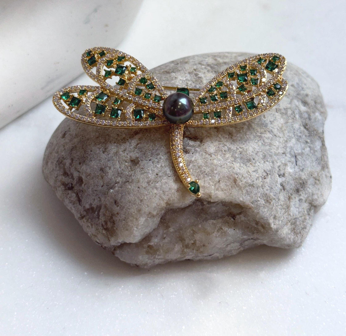 Elly’s 9.4mm Tahitian peacock Ocean Dragonfly Brooch Pendant 2in1: Extreme Luster mirrored,7.5x5cm, gift for her