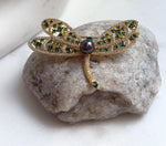 Elly’s 9.4mm Tahitian peacock Ocean Dragonfly Brooch Pendant 2in1: Extreme Luster mirrored,7.5x5cm, gift for her