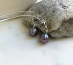 Elly’s Insale 11.1mm purple Edison Pearls Earrings hooks: Extreme luster Mirrored, 3cm high, S925 silver dangle earrings.gift for her