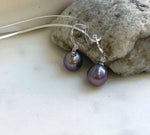 Elly’s Insale 11.1mm purple Edison Pearls Earrings hooks: Extreme luster Mirrored, 3cm high, S925 silver dangle earrings.gift for her daily office pearls earrings