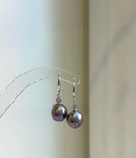 Elly’s Insale 11.1mm purple Edison Pearls Earrings hooks: Extreme luster Mirrored, 3cm high, S925 silver dangle earrings.gift for her daily office pearls earrings