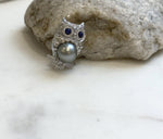 Elly’s 10.4mm Tahitian silver platinum Ocean Pearl owl Brooch: Extreme luster mirrored, 1.2x2.7cm, Pearl jewelry idea. good for her gift