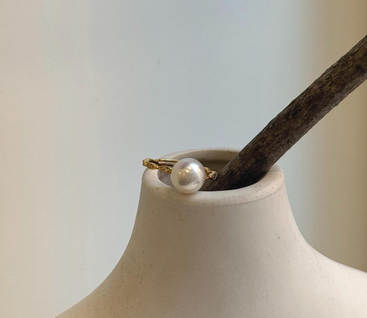 Elly’s 8.1mm Akoya ivory ocean pearl Ring: Extreme luster mirrored, s925 silver adjustable ring. Pearl Jewelry Idea. gift for her daily office Ring