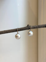 Elly’s 11.5mm Edison blue silver Pearls High heel Earrings Hooks: Extreme luster Mirrored, 2cm high, S925 silver earrings. gift for her birthday