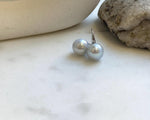 Elly’s 11.5mm Edison blue silver Pearls High heel Earrings Hooks: Extreme luster Mirrored, 2cm high, S925 silver earrings. gift for her anniversary