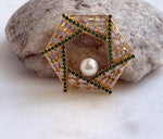 Elly’s White Pearl Vintage Brooch Pendant 2in1: Extreme luster mirrored,  8.2mm, 4.5cm dia. gift for her
