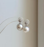 Elly’s 10.6mm Australian white Pearls Vintage earrings: Extreme luster mirrored, s925 silver earrings. daily office pearls earrings for her