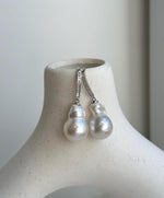 Elly’s Australian ocean white  Pearls dazzling earrings hooks: Extreme luster mirrored, To 18.8mm, s925 silver earrings. gift for her