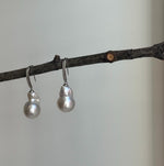 Elly’s Australian ocean white  Pearls dazzling earrings hooks: Extreme luster mirrored, To 18.8mm, s925 silver earrings. gift for her