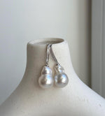 Elly’s Australian ocean white  Pearls dazzling earrings hooks: Extreme luster mirrored, To 18.8mm, s925 silver earrings. gift for her