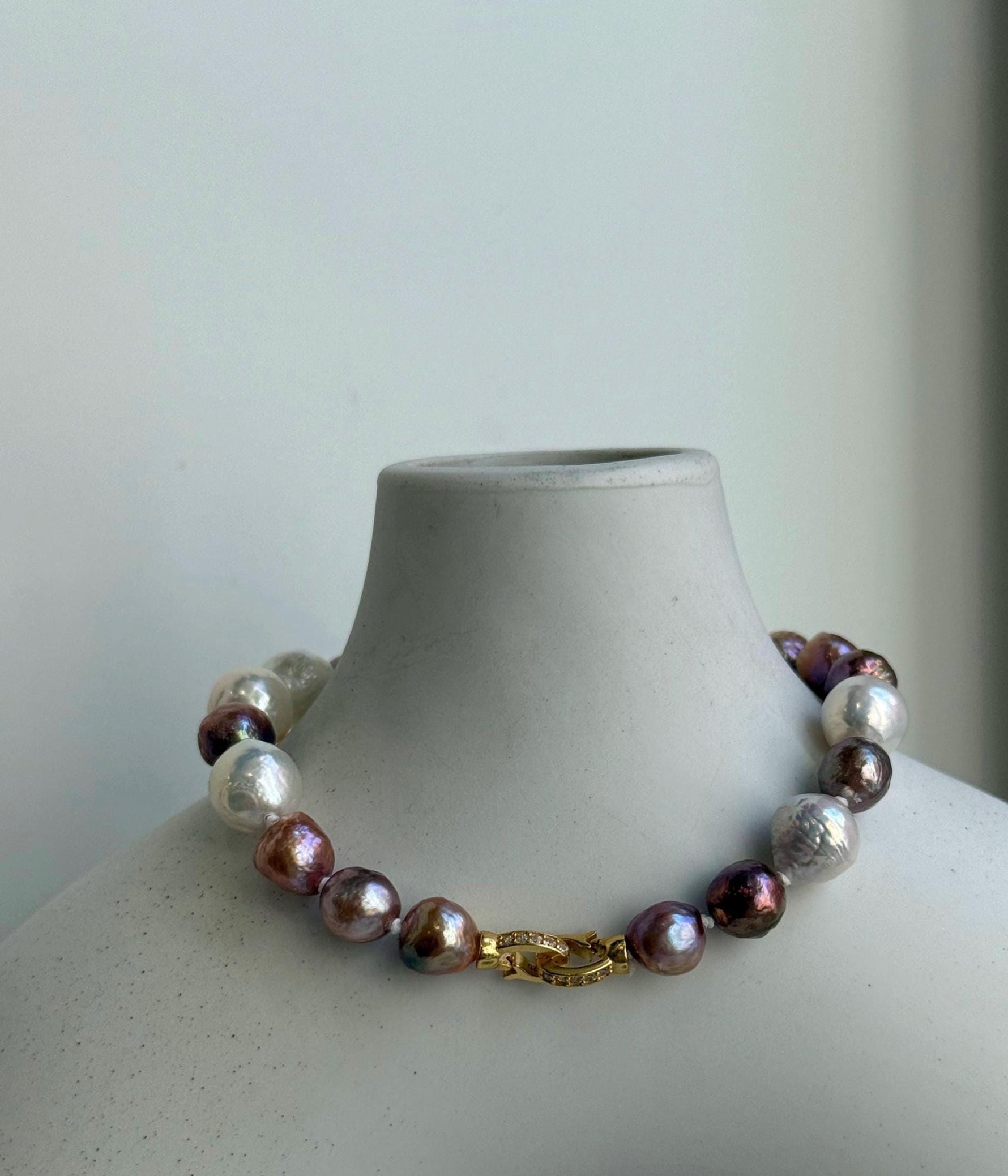 Elly’s Metallic pink rose gold pearls Bracelet: Extreme luster mirrored, 8” knotted, S925 silver Braclet. Pearl jewelry idea, gift for her