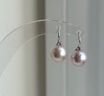 Elly’s 9.1mm Edison metallic pink Pearls High heel Earrings Hooks: Extreme luster Mirrored, 1.8cm high, S925 silver earrings. gift for her