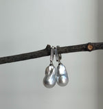 Elly’s Australian ocean white silver Pearls dazzling earrings hoops: Extreme luster mirrored, To 20.7mm, s925 silver earrings. gift for her