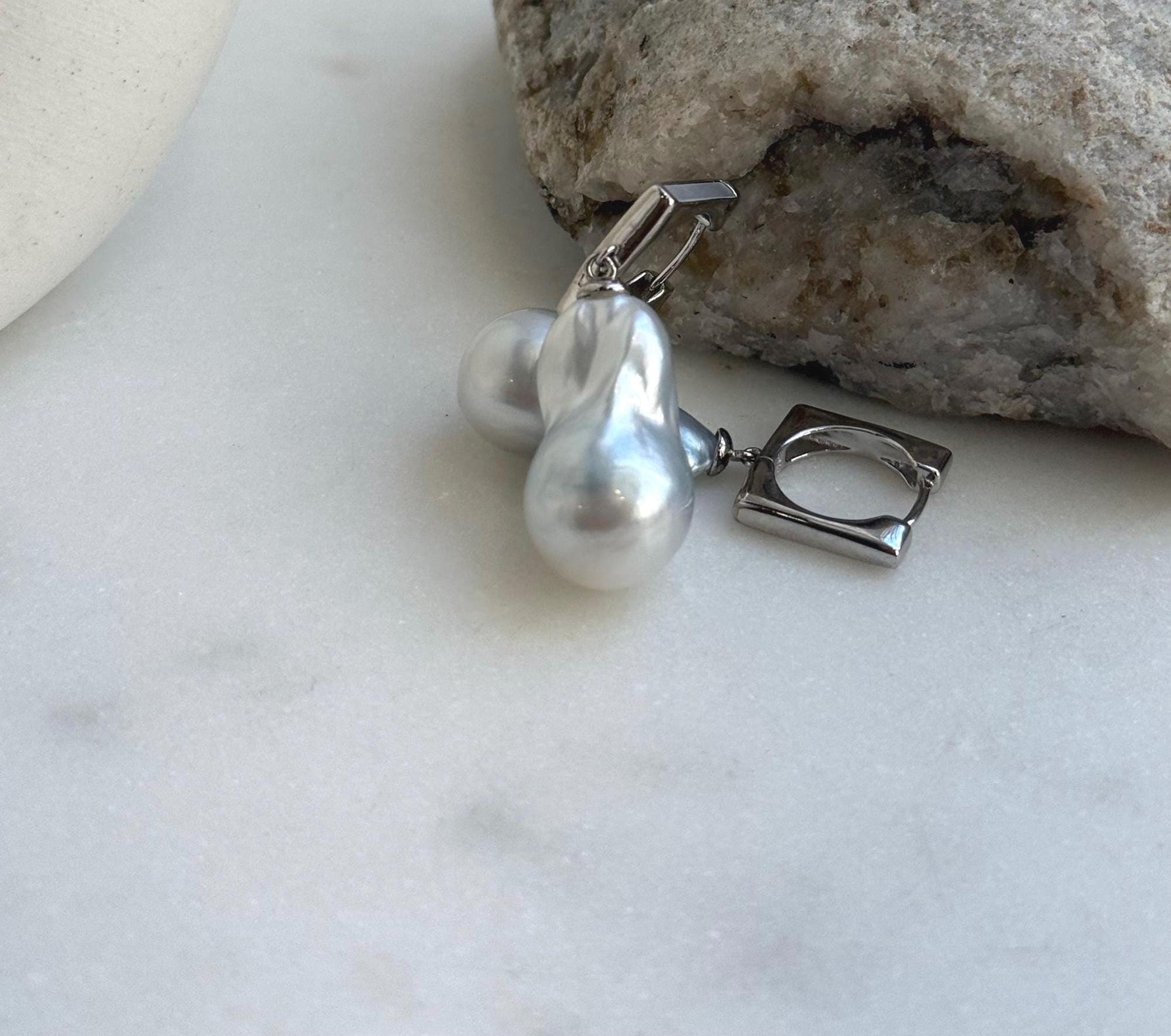 Elly’s Australian south sea ocean white silver Pearls dazzling earrings hoops: Extreme luster mirrored, To 20.7mm, s925 silver earrings. gift for her